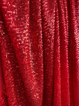 Stretch Sequin Mesh Red Striped