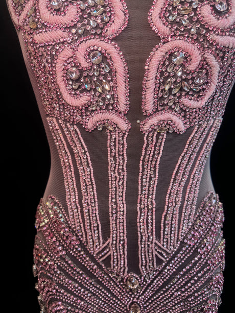 Rhinestone Bodice Applique in Baby Pink