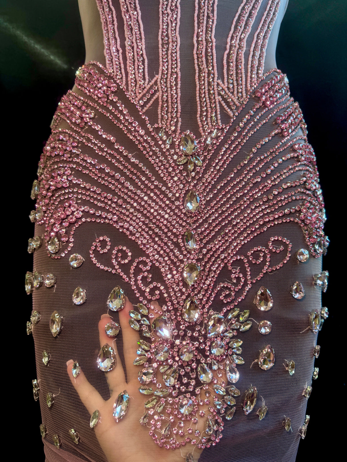 Rhinestone Bodice Applique in Baby Pink