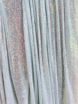 Stretch Sequin Mesh White Iridescent Striped