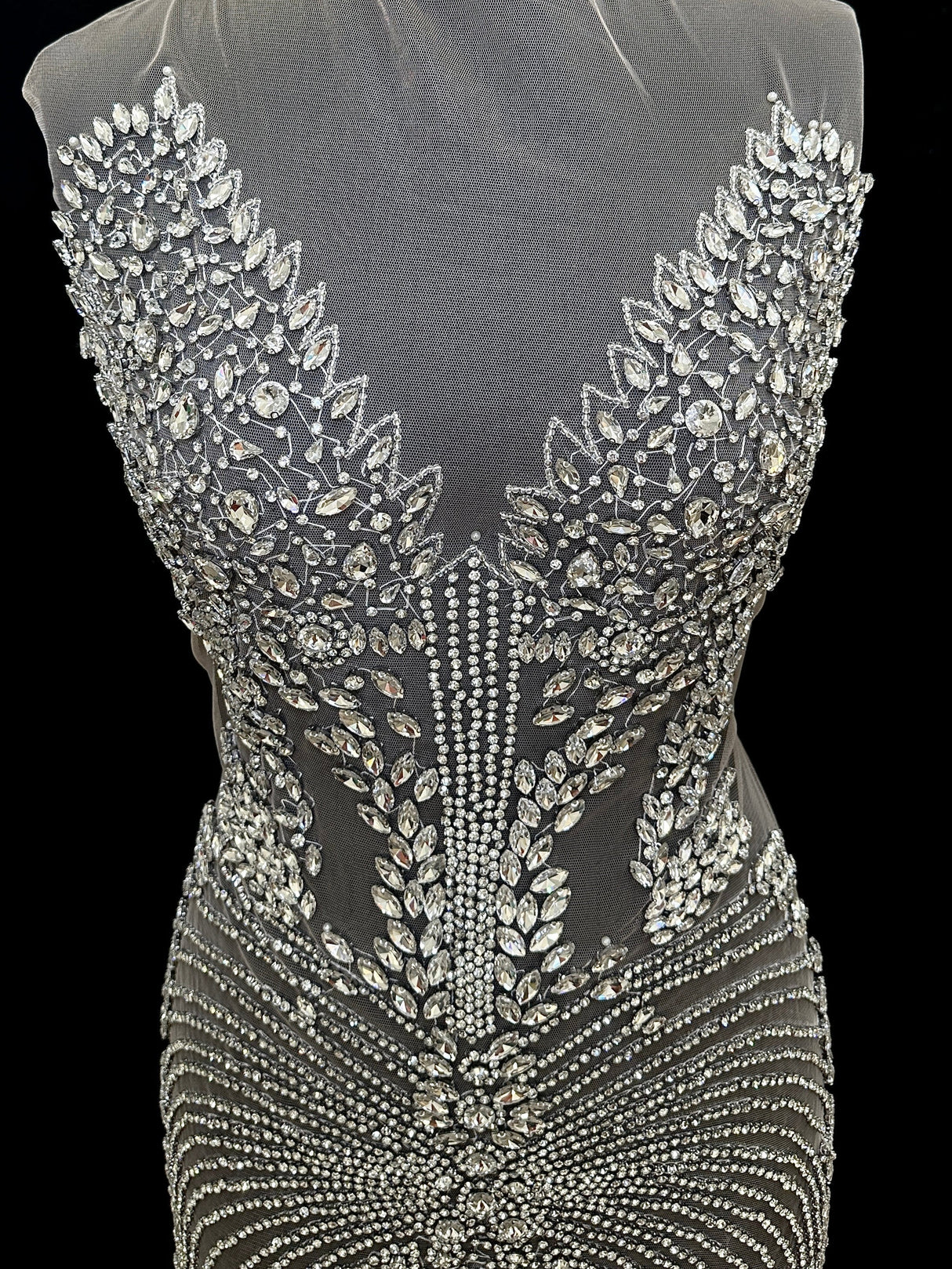 Silver Rhinestone Bodice Applique