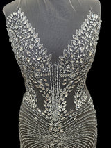 Silver Rhinestone Bodice Applique