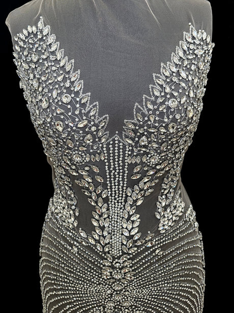 Silver Rhinestone Bodice Applique