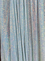 Stretch Sequin Mesh White Iridescent Striped