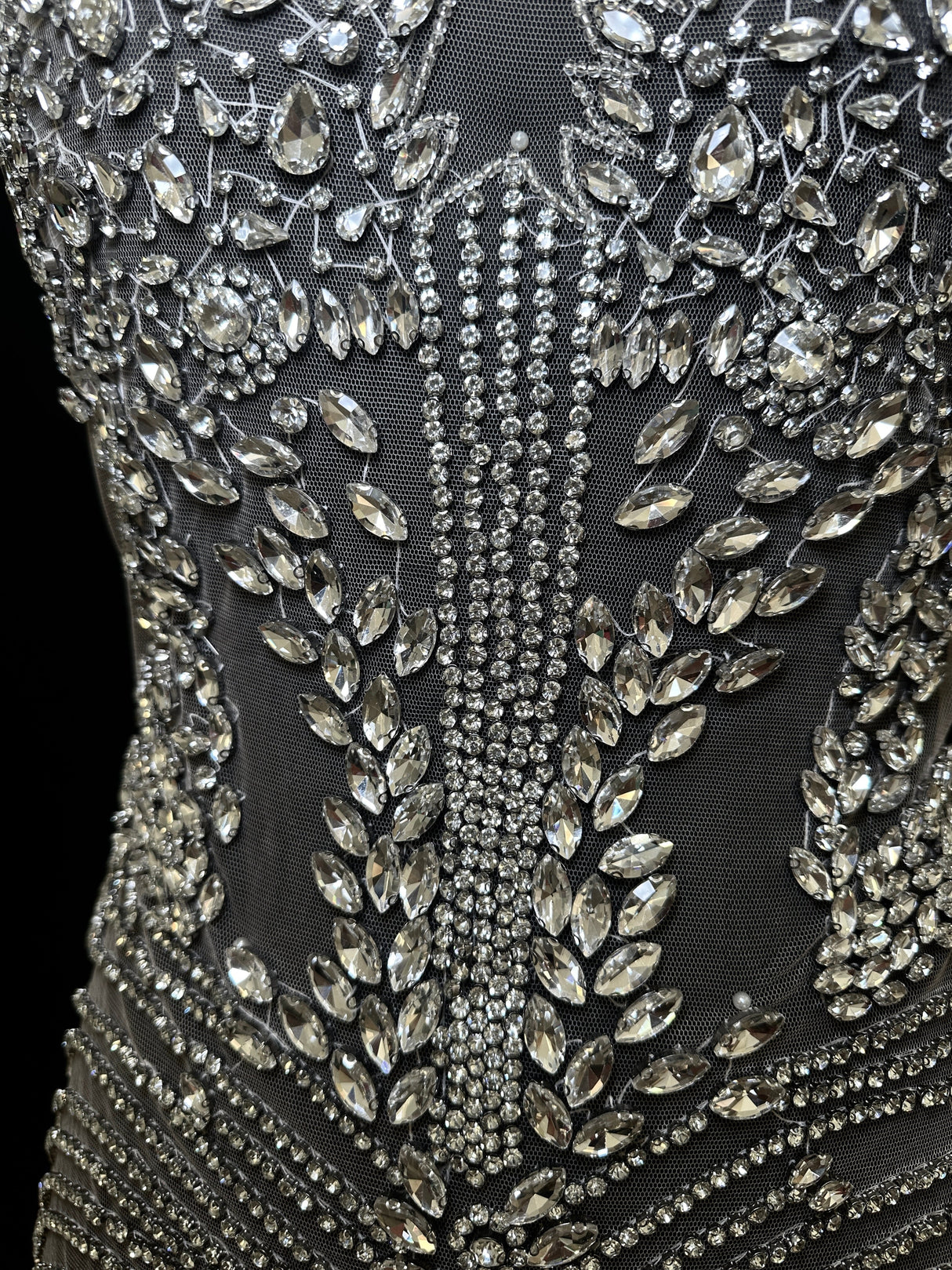 Silver Rhinestone Bodice Applique