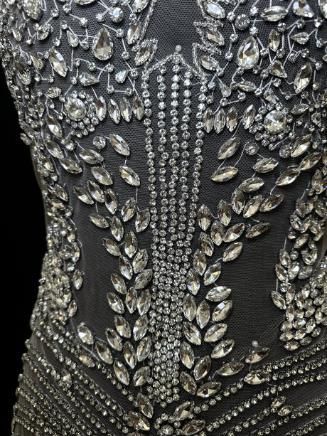 Silver Rhinestone Bodice Applique