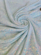 Stretch Sequin Mesh White Iridescent Striped