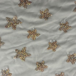 Power Mesh Starfish Sequin Fabric Ivory Gold 56"