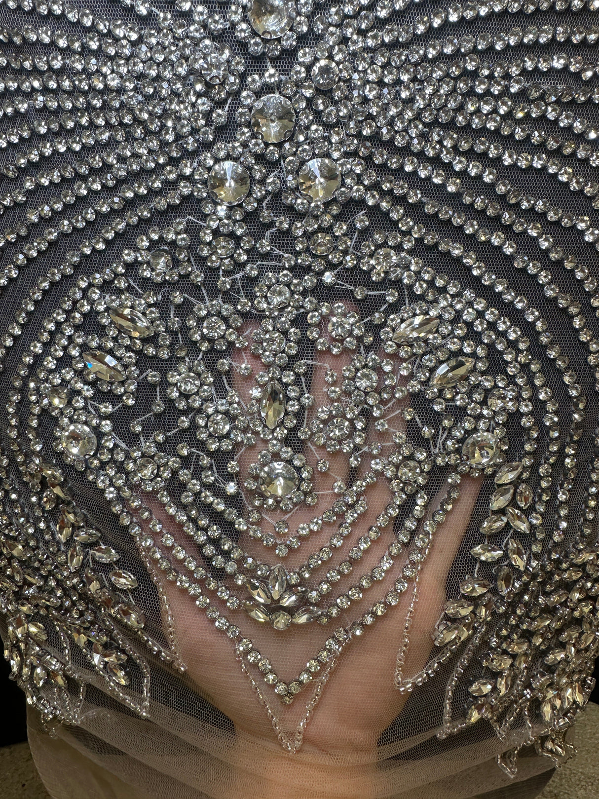 Silver Rhinestone Bodice Applique