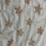 Power Mesh Starfish Sequin Fabric Ivory Gold 56"