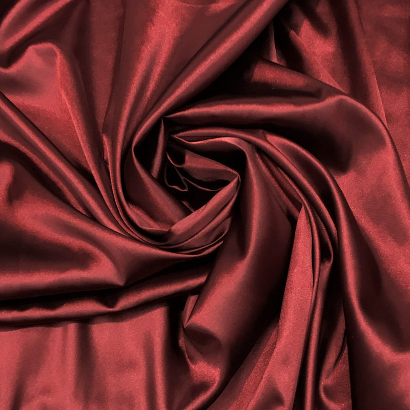 Burgundy Polyester Spandex Stretch Charmeuse Fabric - Burgundy, 59" Width (1 Yard)