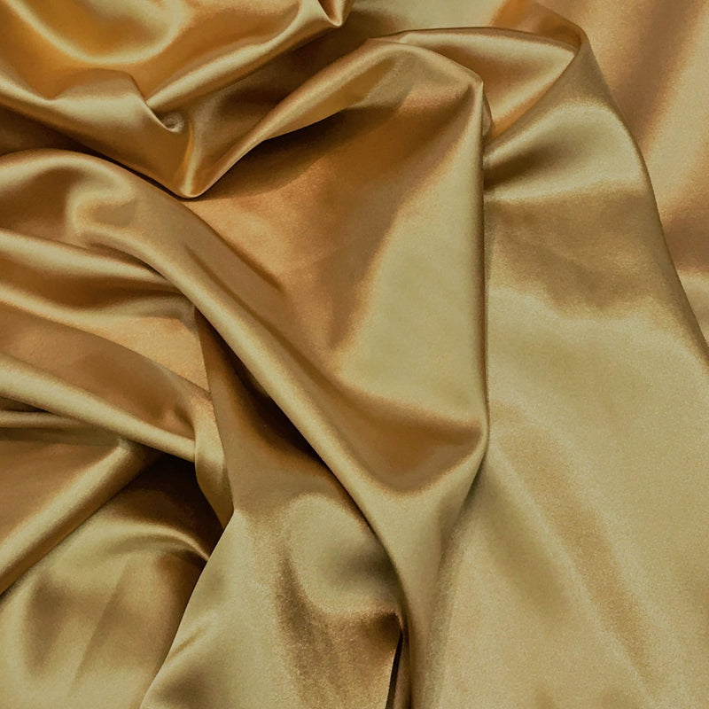 Gold Stretch Charmeuse Polyester Spandex Fabric - Gold, 59" Wide (1 Yard)