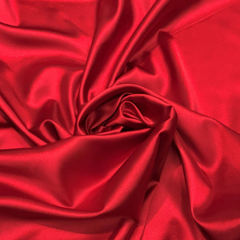 Apple Red Stretch Charmeuse Fabric - Apple Red, 59" Width (1 Yard)