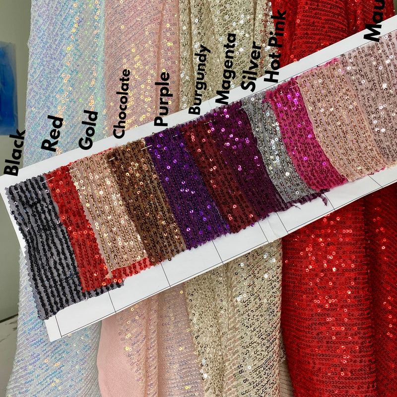 Stretch Striped Sequin Mesh