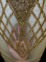 Gold Rhinestone Bodice Applique