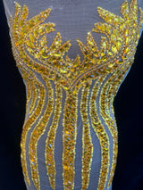 Gold Rhinestone Bodice Applique