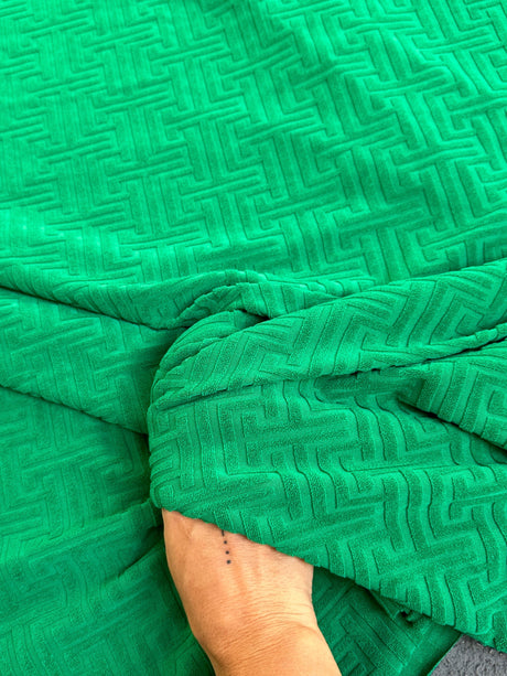 Shiny Textured Jersey Knit Kelly Green