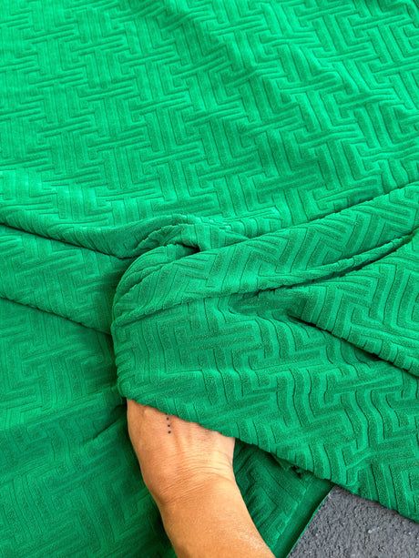 Shiny Textured Jersey Knit Kelly Green