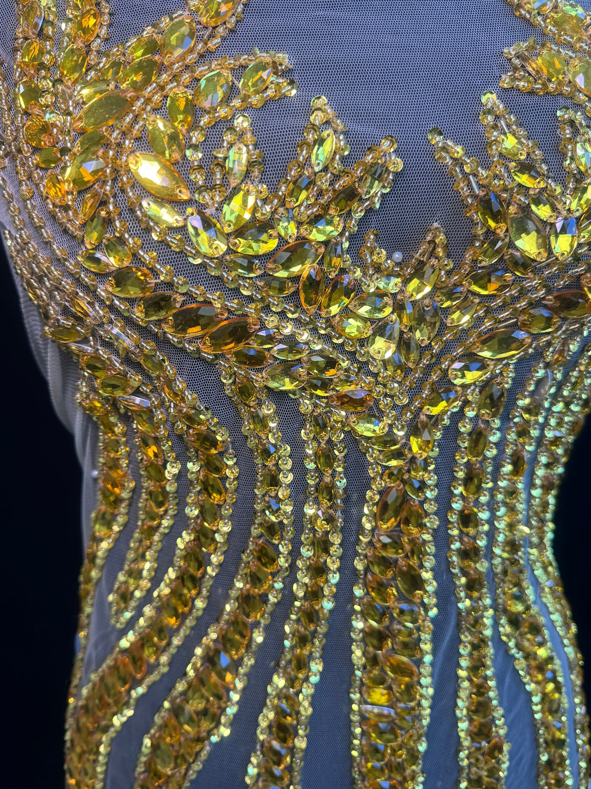 Gold Rhinestone Bodice Applique