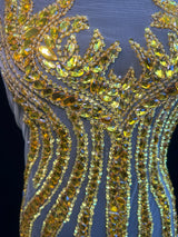 Gold Rhinestone Bodice Applique