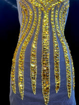Gold Rhinestone Bodice Applique