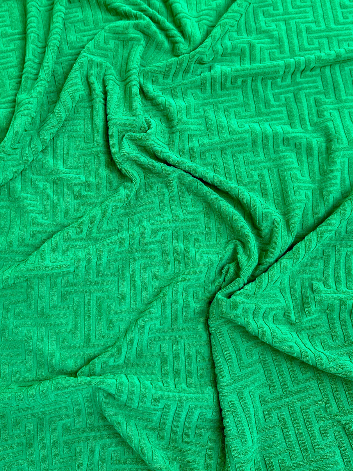 Shiny Textured Jersey Knit Kelly Green