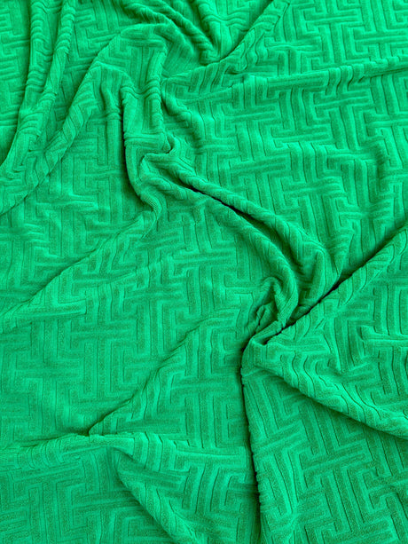 Shiny Textured Jersey Knit Kelly Green