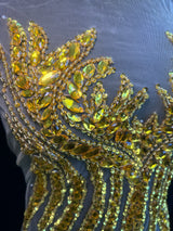Gold Rhinestone Bodice Applique