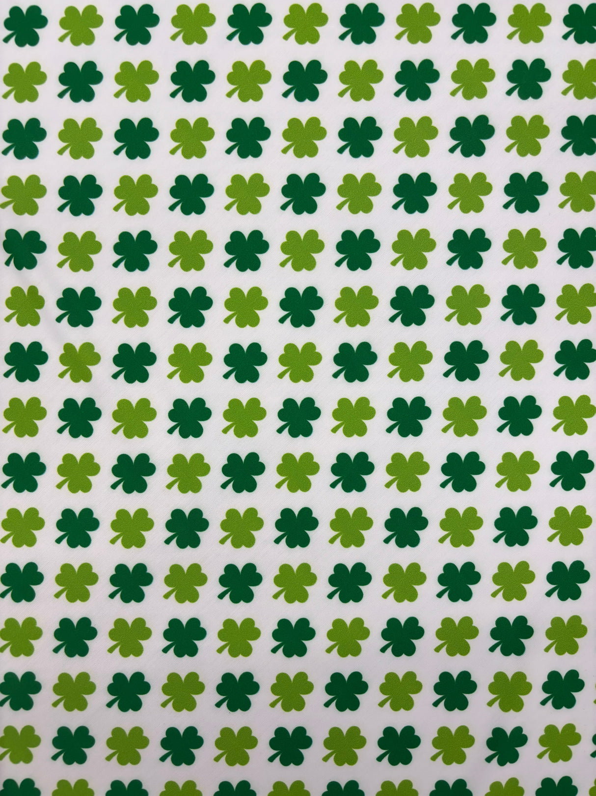 Lucky Clover Polyester Spandex Fabric - Green Clover Print, 58"/60" Width (1 Yard)