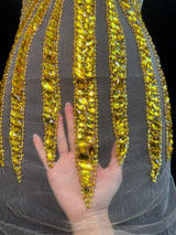 Gold Rhinestone Bodice Applique