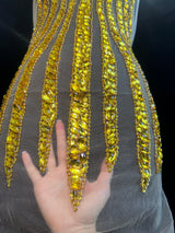 Gold Rhinestone Bodice Applique