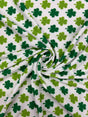 Lucky Clover Polyester Spandex Fabric - Green Clover Print, 58"/60" Width (1 Yard)