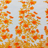 3D Embroidered Satin Floral Pearl Lace Fabric - 100 Percent Polyester Fabric, Floral Pearl Embroidery, 52" Width, 12" Panel (1 Yard)