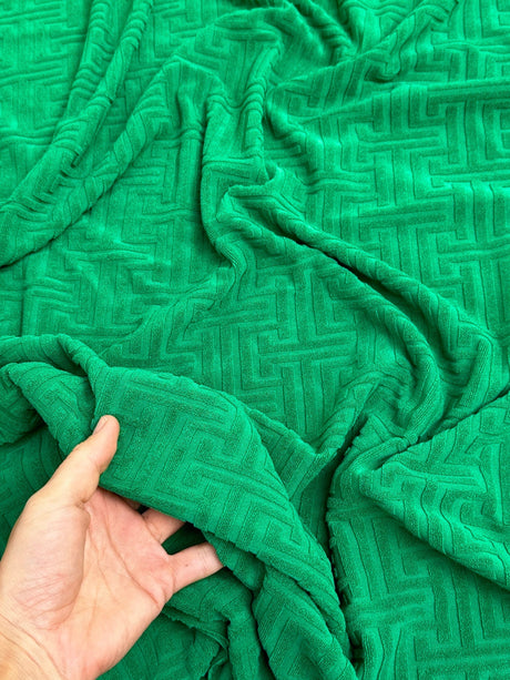 Shiny Textured Jersey Knit Kelly Green