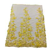 3D Embroidered Satin Floral Pearl Lace Fabric