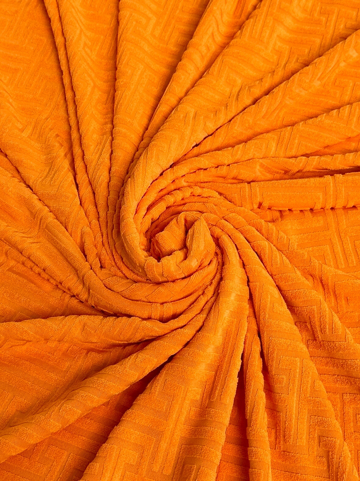 Shiny Jersey Knit Orange Geometric Pattern