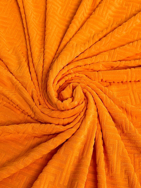 Shiny Jersey Knit Orange Geometric Pattern