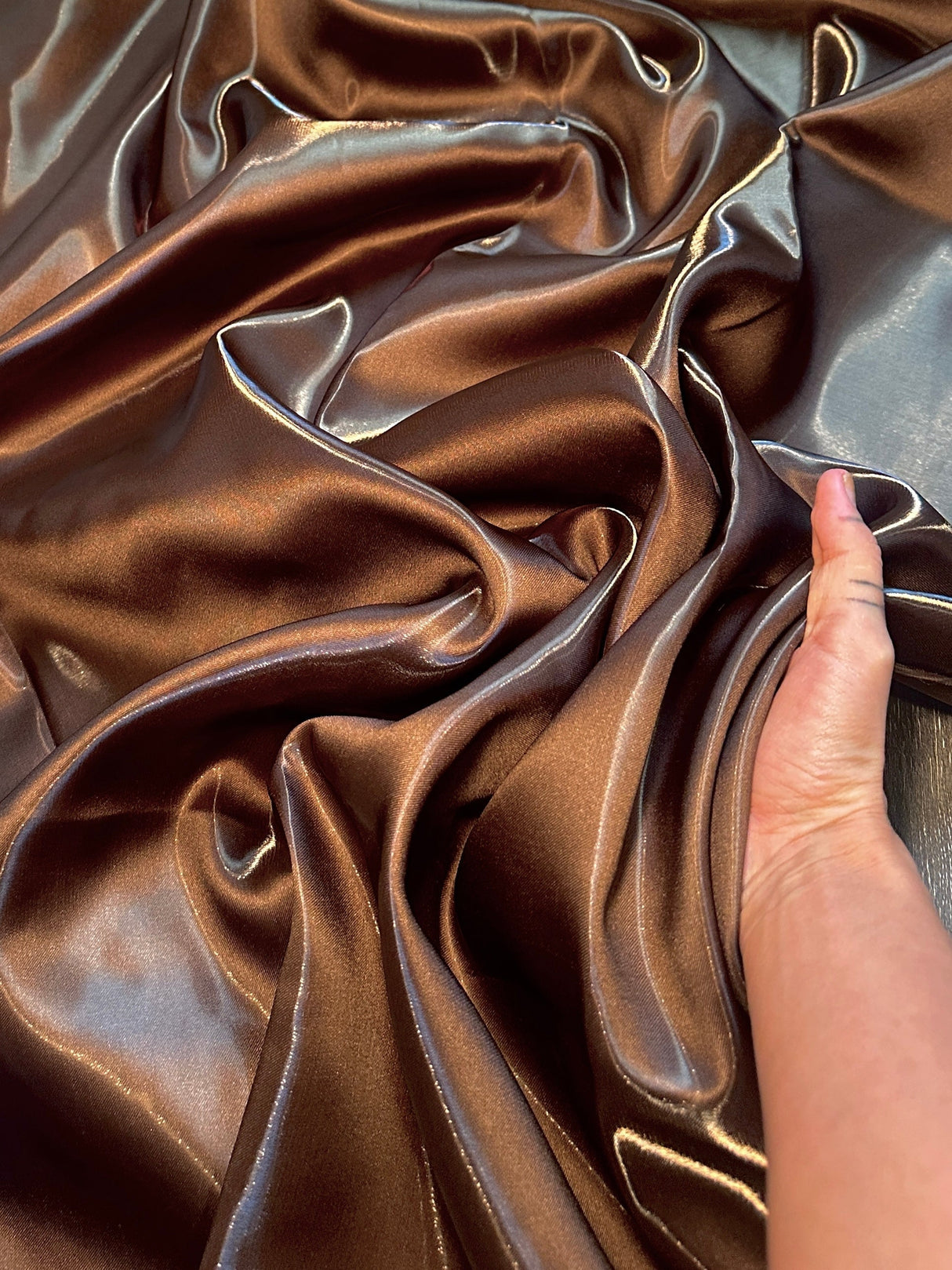 Liquid Bridal Satin Chocolate Brown