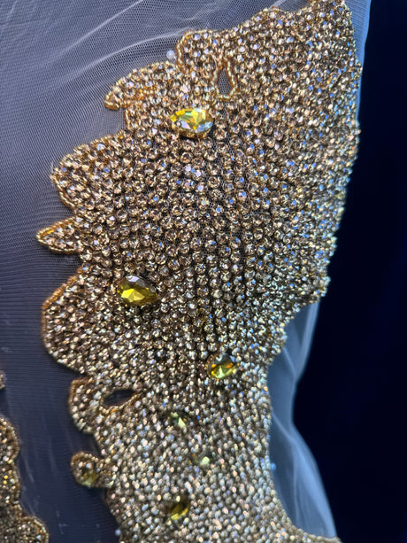 Gold Rhinestone Bodice Applique