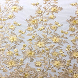 3D Embroidered Satin Floral Pearl Lace Fabric - 100 Percent Polyester Fabric, Floral Pearl Embroidery, 52" Width, 12" Panel (1 Yard)