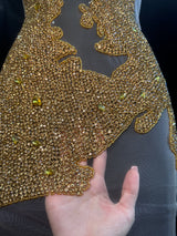 Gold Rhinestone Bodice Applique