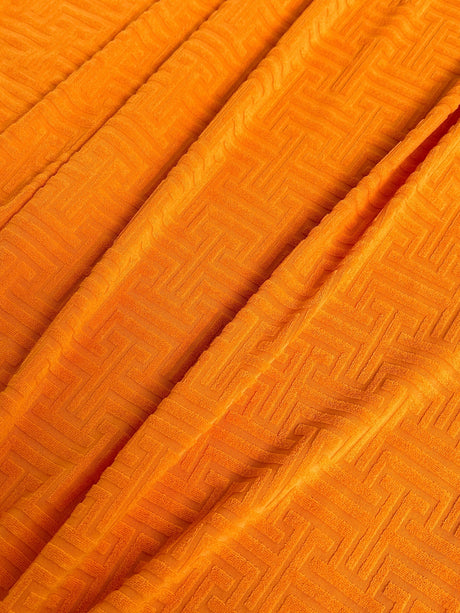 Shiny Jersey Knit Orange Geometric Pattern