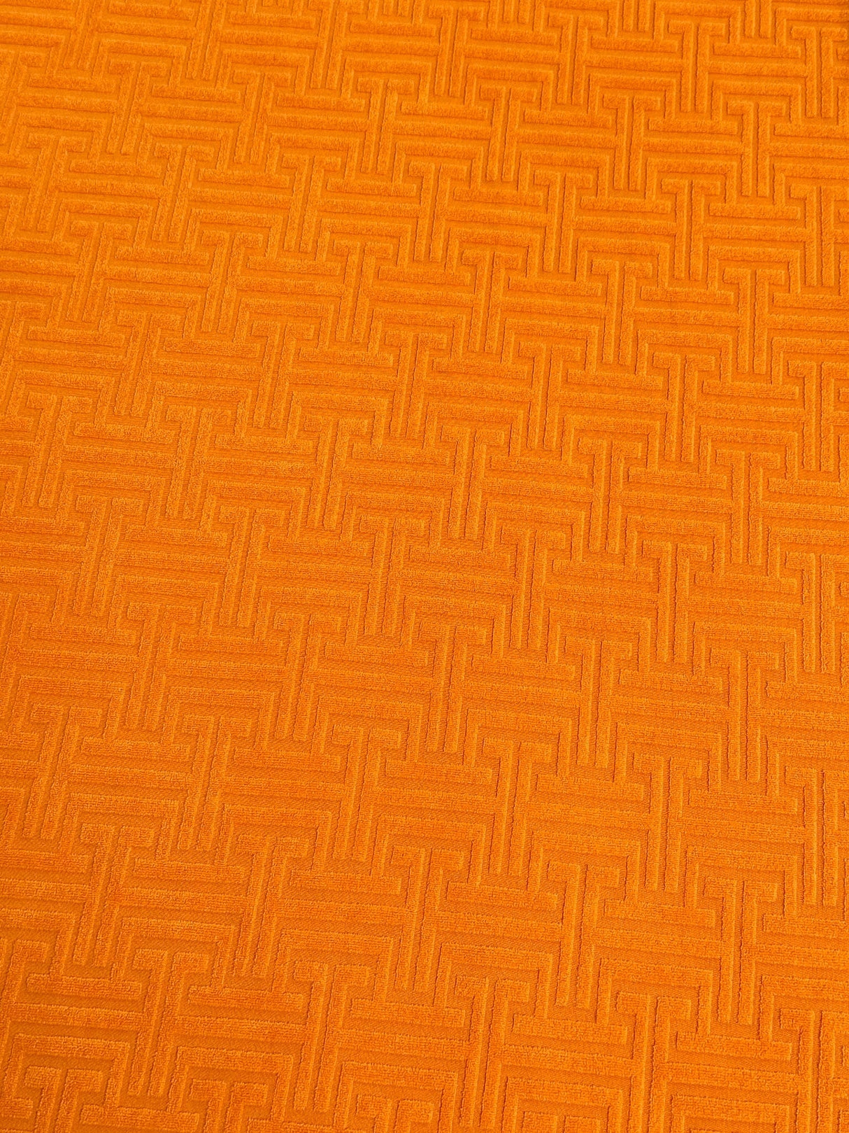 Shiny Jersey Knit Orange Geometric Pattern