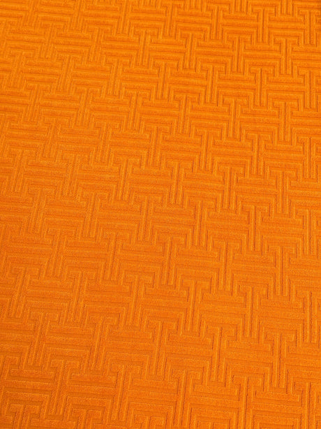 Shiny Jersey Knit Orange Geometric Pattern