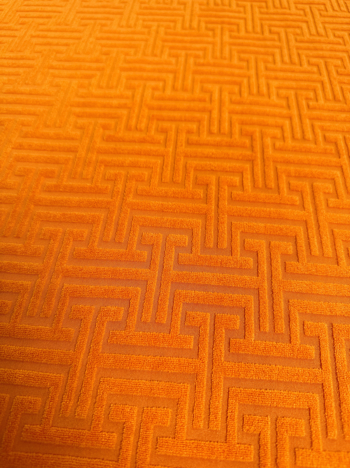 Shiny Jersey Knit Orange Geometric Pattern