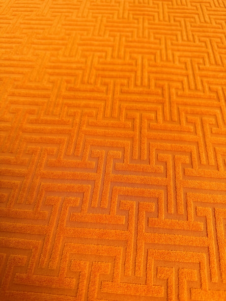Shiny Jersey Knit Orange Geometric Pattern