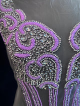 Lavender Silver Rhinestone Bodice Applique