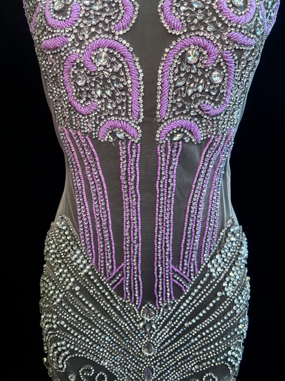 Lavender Silver Rhinestone Bodice Applique