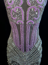 Lavender Silver Rhinestone Bodice Applique