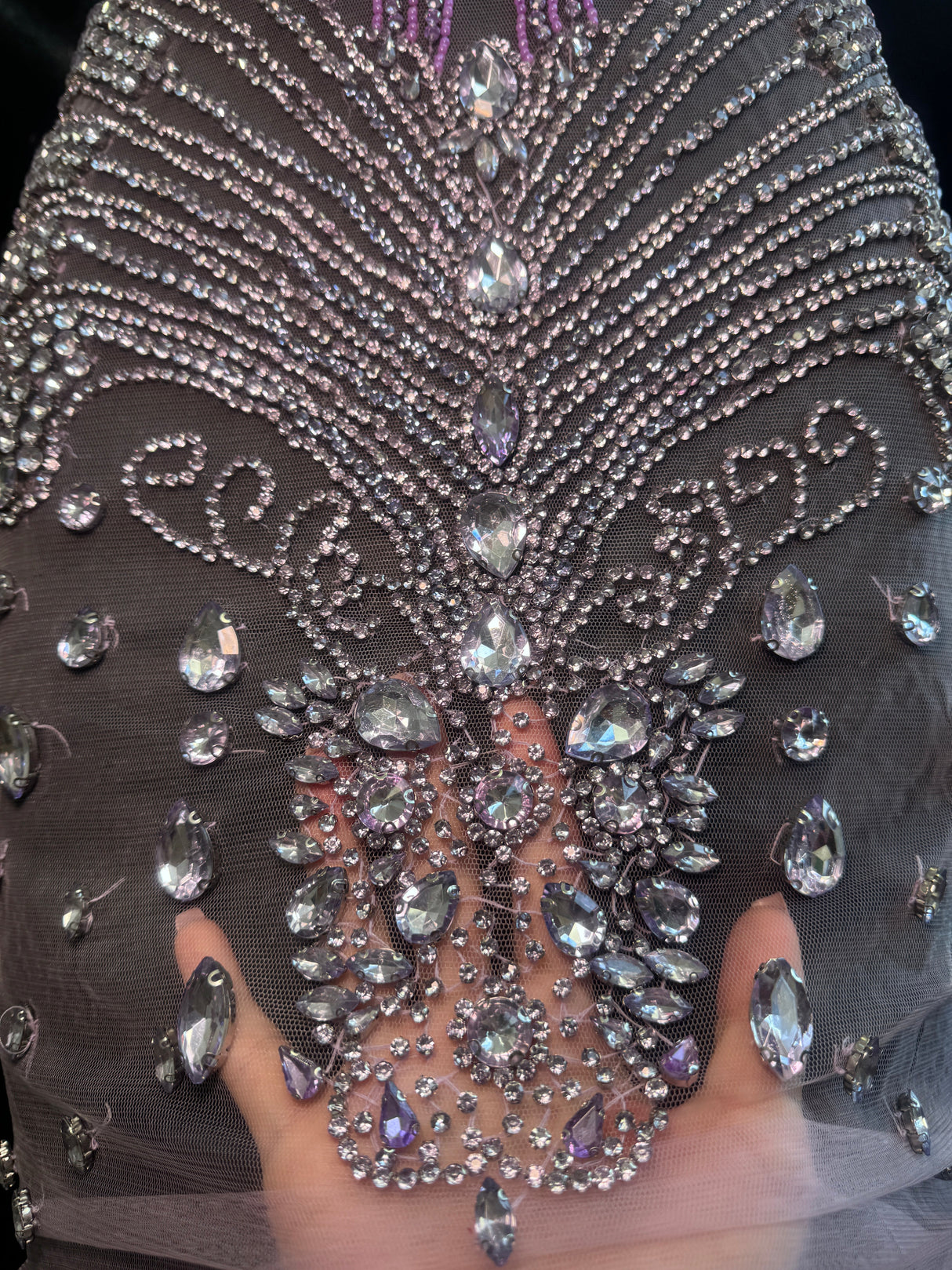 Lavender Silver Rhinestone Bodice Applique